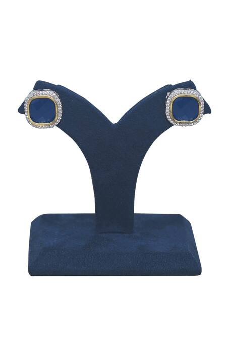 BelsI'S_Blue Stone And Pearls Embellished Choker Set_Online_at_Aza_Fashions