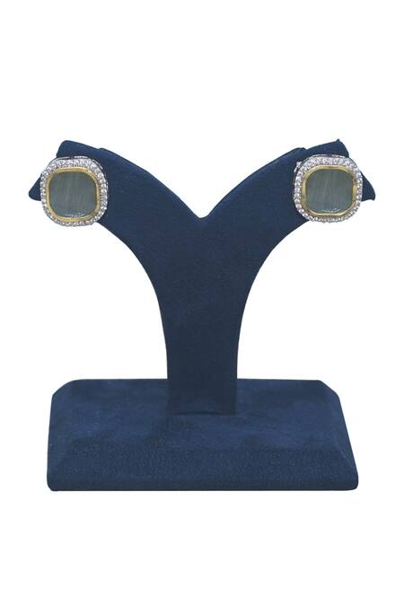 BelsI'S_Grey Stone And Pearls Embellished Choker Set_Online_at_Aza_Fashions