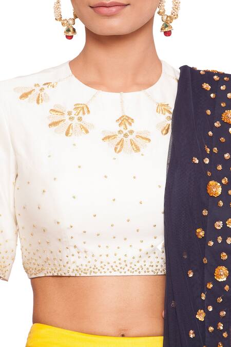 Buy Salt And Spring Yellow Net, Chanderi Floral Motifs Round Embroidered Lehenga Set Online at Aza Fashions Buy_Salt And Spring_Yellow Net, Chanderi Floral Motifs Round Embroidered Lehenga Set _Online_at_Aza_Fashions