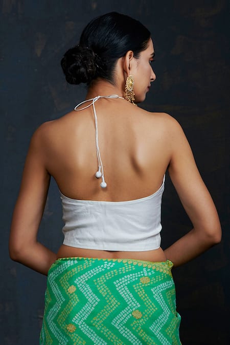 Weaver Story Handwoven Organza Halter Neck Blouse 