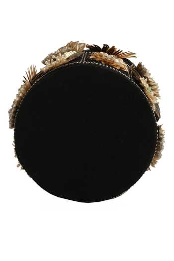 Shop_The Purple Sack_Black Embroidery, Sequins 3d Floral Potli Bag _Online_at_Aza_Fashions