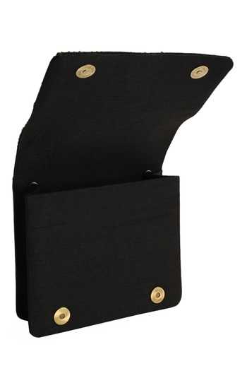 Shop_The Purple Sack_Black Embroidery, Sequins Flap Clutch _Online_at_Aza_Fashions