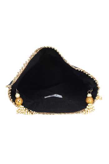 Buy_The Purple Sack_Black Embroidery, Sequins, Beads Floral Potli Bag _Online_at_Aza_Fashions