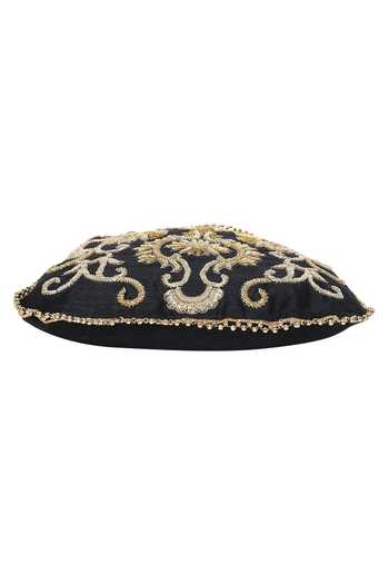 Buy_The Purple Sack_Black Embroidery, Sequins Floral Potli Bag _Online_at_Aza_Fashions
