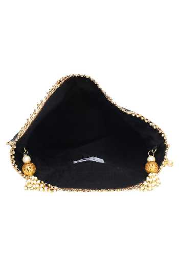 Shop_The Purple Sack_Black Embroidery, Sequins Floral Potli Bag _Online_at_Aza_Fashions