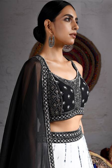 Reeti Arneja_White Silk Embellished Lehenga Set_Online_at_Aza_Fashions