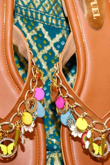Foot Fuel_Brown Blithely Charm Embellished Flats _at_Aza_Fashions