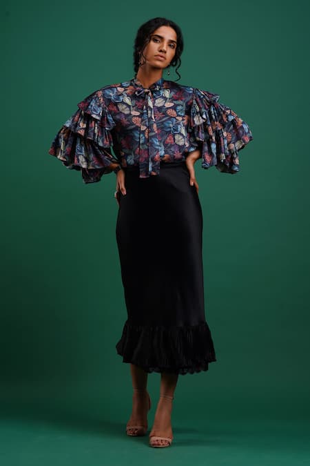 Nidhi Yasha Multi Color Viscose Tie-up Floral Print Shirt