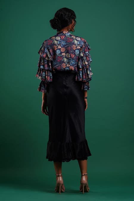 Shop Nidhi Yasha Multi Color Viscose Tie-up Floral Print Shirt at Aza Fashions Shop_Nidhi Yasha_Multi Color Viscose Tie-up Floral Print Shirt _at_Aza_Fashions