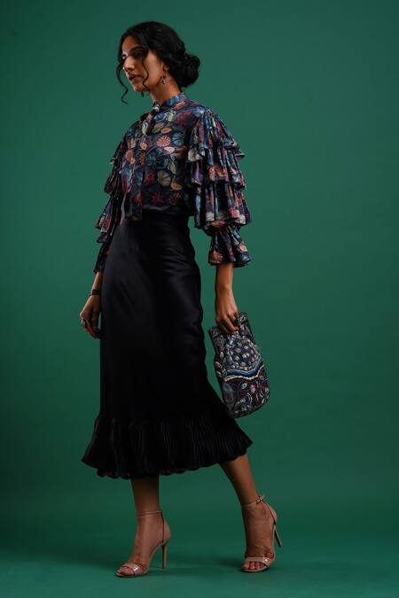 Shop Nidhi Yasha Multi Color Viscose Tie-up Floral Print Shirt Online at Aza Fashions Shop_Nidhi Yasha_Multi Color Viscose Tie-up Floral Print Shirt _Online_at_Aza_Fashions