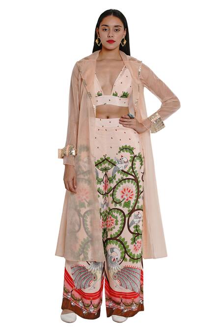 Limerick By Abirr N' Nanki Pink Crepe Printed Pants Online at Aza Fashions Limerick By Abirr N' Nanki_Pink Crepe Printed Pants_Online_at_Aza_Fashions