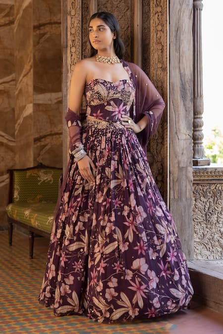 Shop Purple Corset Blouse With Lehenga for Women Online from India's Luxury  Designers 2024