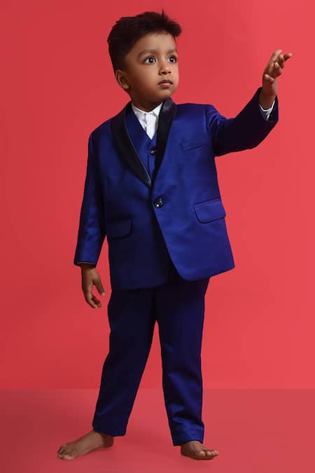 Lil Angels Blue Satin Single Breasted Blazer