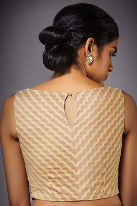 Shop RI.Ritu Kumar Beige Net Embroidered Blouse at Aza Fashions Shop_RI.Ritu Kumar_Beige Net Embroidered Blouse _at_Aza_Fashions