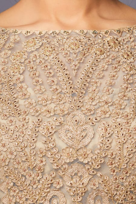 Shop RI.Ritu Kumar Beige Net Embroidered Blouse Online at Aza Fashions Shop_RI.Ritu Kumar_Beige Net Embroidered Blouse _Online_at_Aza_Fashions