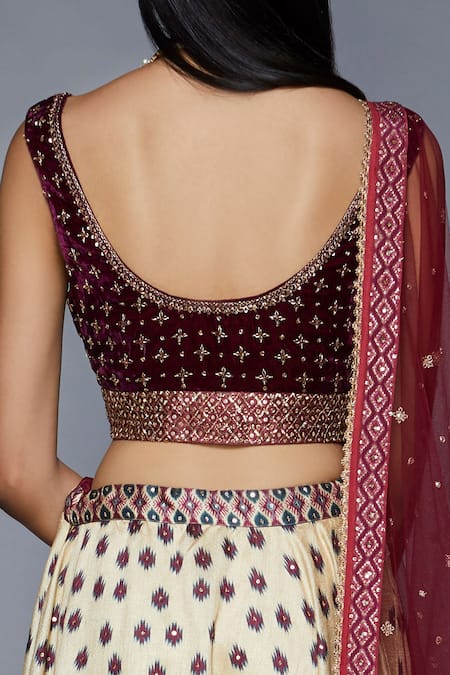 Shop RI.Ritu Kumar Purple Poly Dupion Embroidered Blouse at Aza Fashions Shop_RI.Ritu Kumar_Purple Poly Dupion Embroidered Blouse _at_Aza_Fashions