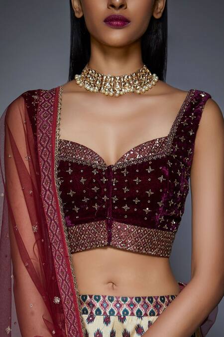 RI.Ritu Kumar Purple Poly Dupion Embroidered Blouse Online at Aza Fashions RI.Ritu Kumar_Purple Poly Dupion Embroidered Blouse _Online_at_Aza_Fashions