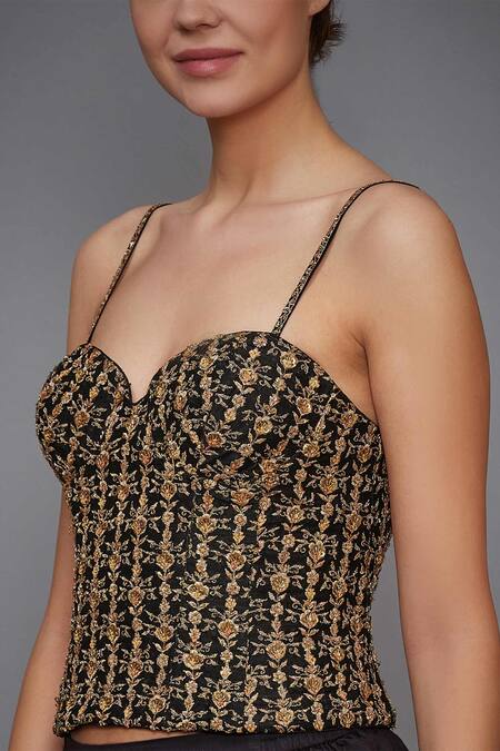 RI.Ritu Kumar Black Silk Dupion Corset Blouse Online at Aza Fashions RI.Ritu Kumar_Black Silk Dupion Corset Blouse _Online_at_Aza_Fashions