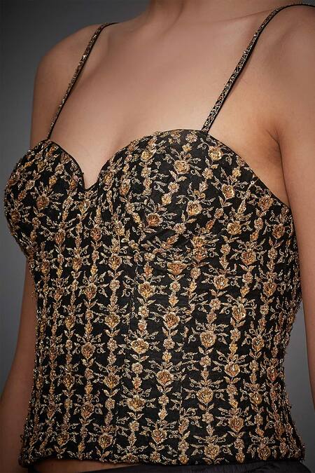 Buy RI.Ritu Kumar Black Silk Dupion Corset Blouse Online at Aza Fashions Buy_RI.Ritu Kumar_Black Silk Dupion Corset Blouse _Online_at_Aza_Fashions