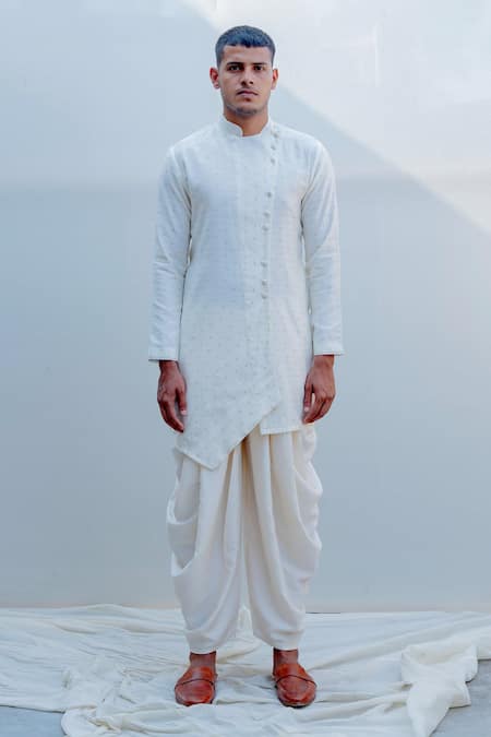 Bohame Chanderi Asymmetric Kurta & Dhoti Pant Set 