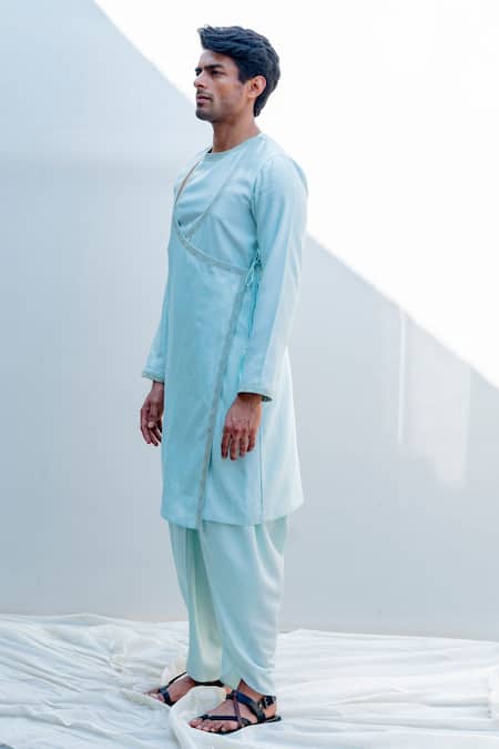 Bohame_Green Chanderi Silk, Tencel Kurta And Dhoti Pant Set_Online_at_Aza_Fashions