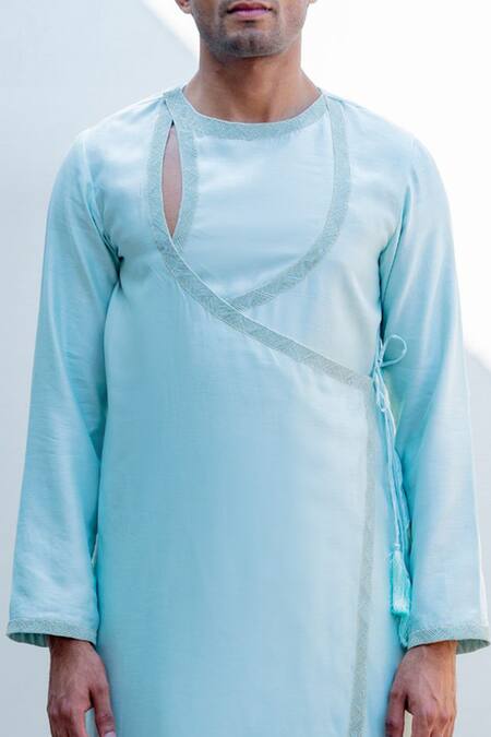 Bohame_Green Chanderi Silk, Tencel Kurta And Dhoti Pant Set_at_Aza_Fashions