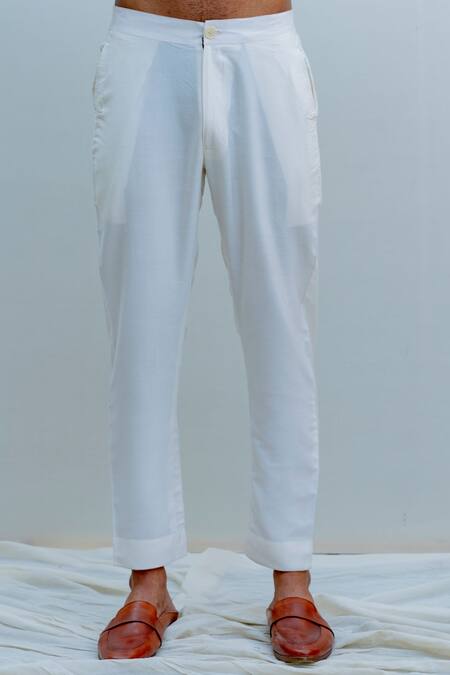 Shop_Bohame_White Silk, Tencel Embroidered Bundi And Kurta Set_Online_at_Aza_Fashions