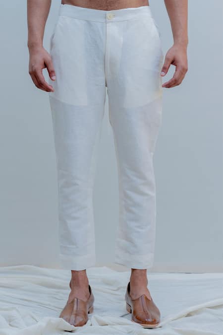 Shop_Bohame_White Silk Sherwani Set_Online_at_Aza_Fashions