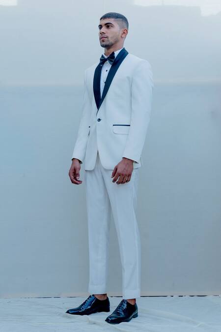 Buy Bohame White Suiting Tuxedo And Pant Set Online at Aza Fashions Buy_Bohame_White Suiting Tuxedo And Pant Set_Online_at_Aza_Fashions