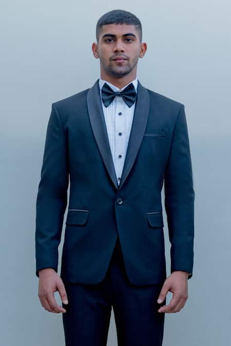 Shop Bohame Black Suiting Tuxedo And Pant Set Online at Aza Fashions Shop_Bohame_Black Suiting Tuxedo And Pant Set_Online_at_Aza_Fashions