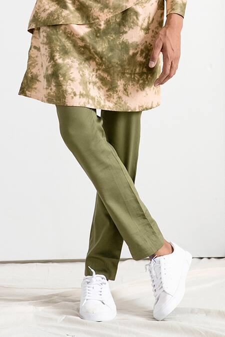 Buy_Bohame_Beige Bamboo Blend Tie-dye Panelled Kurta Set_Online_at_Aza_Fashions