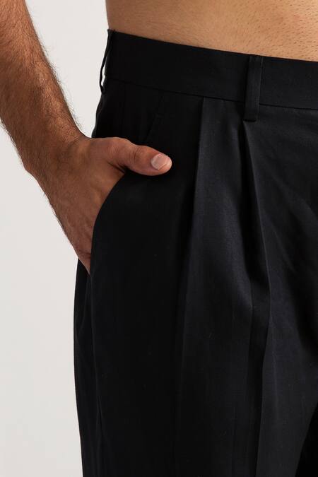 Shop_Bohame_Black Bamboo Blend Tie-dye Kurta Set_Online_at_Aza_Fashions