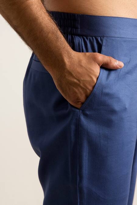 Bohame_Blue Bamboo Blend Tie-dye Kurta Set_Online_at_Aza_Fashions