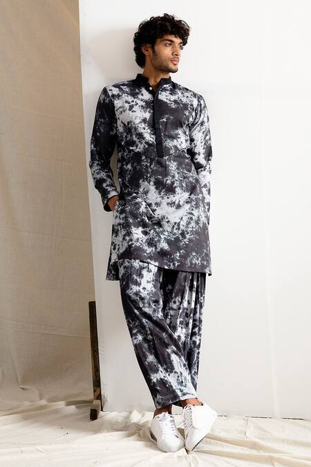 Bohame Black Bamboo Blend Tie-dye Kurta Set Online at Aza Fashions Bohame_Black Bamboo Blend Tie-dye Kurta Set_Online_at_Aza_Fashions