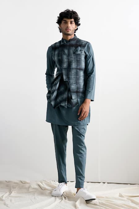 Bohame Pleated Tie-Dye Bundi & Kurta Set 