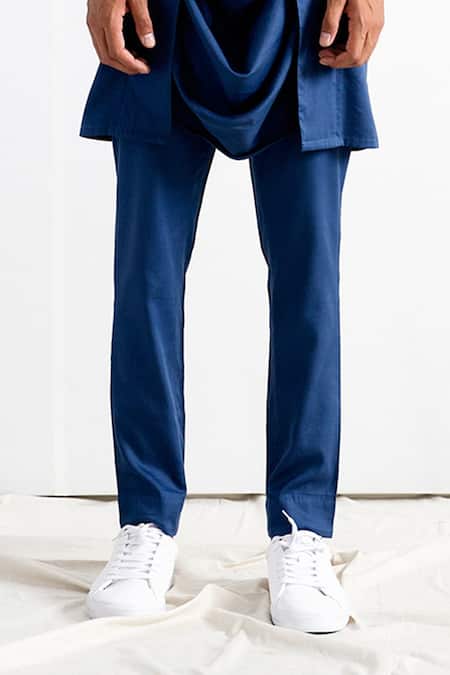 Bohame_White Bundi Linen Kurta And Pant Bamboo Blend Tie-dye & Draped Set_at_Aza_Fashions