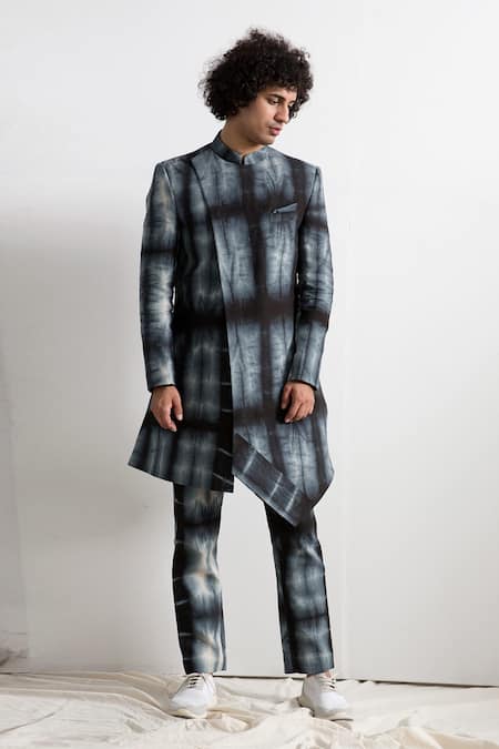 Bohame Linen Tie-Dye Bandhgala Set 