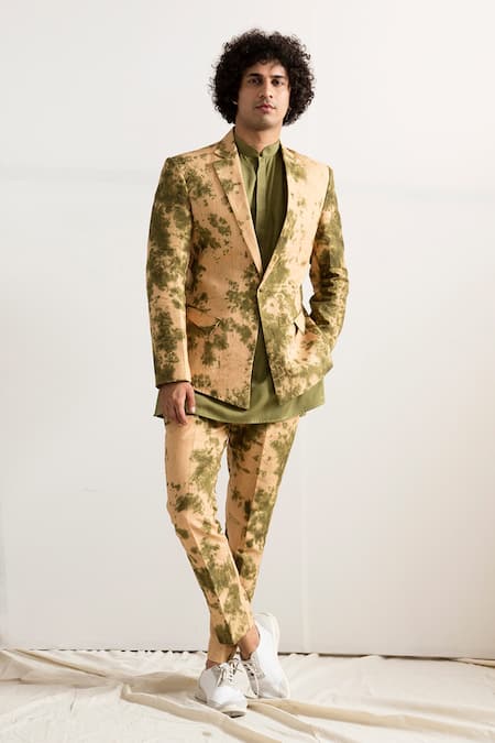 Bohame Linen Tie-Dye Jacket & Kurta Set 