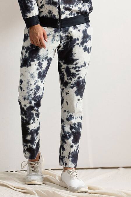 Buy_Bohame_Grey Linen Tie-dye Jacket And Pant Set_Online_at_Aza_Fashions