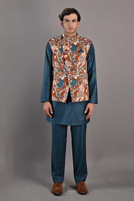 Bohame Fiore Floral Print Bundi & Kurta Set 