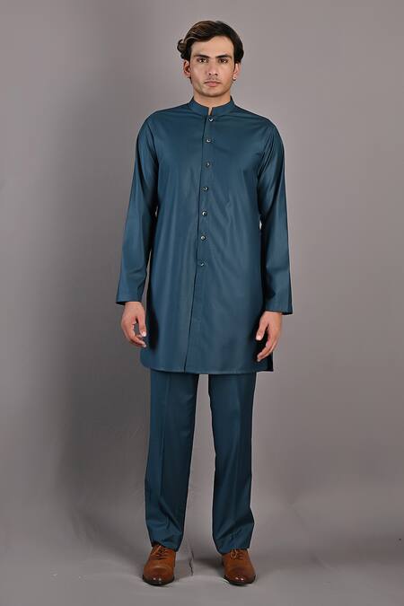 Shop_Bohame_Maroon Cotton Satin / Suiting Digital Print Admon Jacket And Kurta Set_Online_at_Aza_Fashions