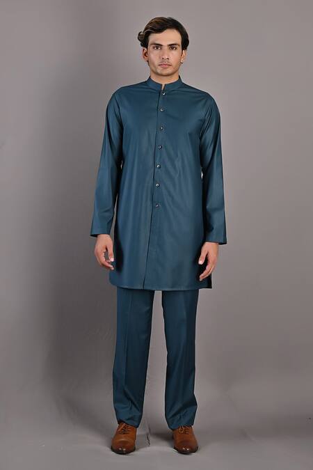 Buy_Bohame_Maroon Cotton Satin / Suiting Digital Print Cosmos Bandhgala Set_Online_at_Aza_Fashions