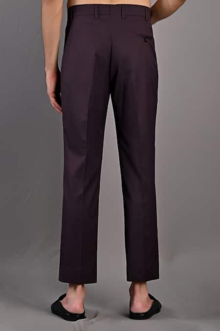 Bohame_Wine Terry Wool Abstract Floral Pattern Casper Embroidered Bandhgala Set_at_Aza_Fashions