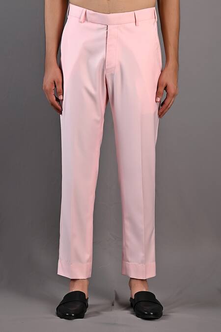 Bohame_Pink Terry Wool Abstract Floral Pattern Laurent Embroidered Achkan Jacket Set_at_Aza_Fashions