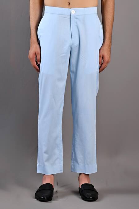 Shop_Bohame_Blue Bundi Dupion Silk, Kurta And Pant Cotton Satin Terence Embroidered & Set_Online_at_Aza_Fashions