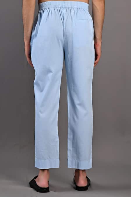 Bohame_Blue Bundi Dupion Silk, Kurta And Pant Cotton Satin Terence Embroidered & Set_at_Aza_Fashions