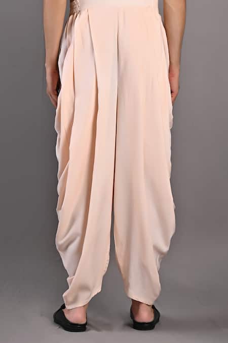 Shop_Bohame_Peach Bundi Dupion Silk, Kurta Cotton Satin, Cresento Embroidered And Set_Online_at_Aza_Fashions