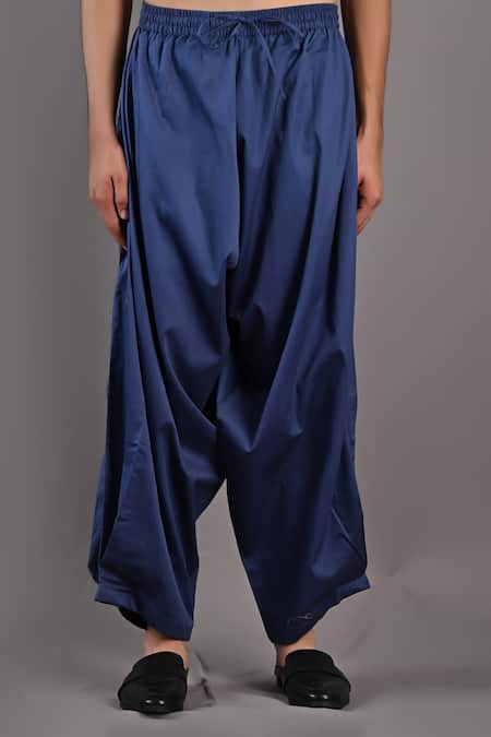 Bohame_Blue Bundi Dupion Silk, Kurta And Salwar Cotton Garance Embroidered & Set_at_Aza_Fashions