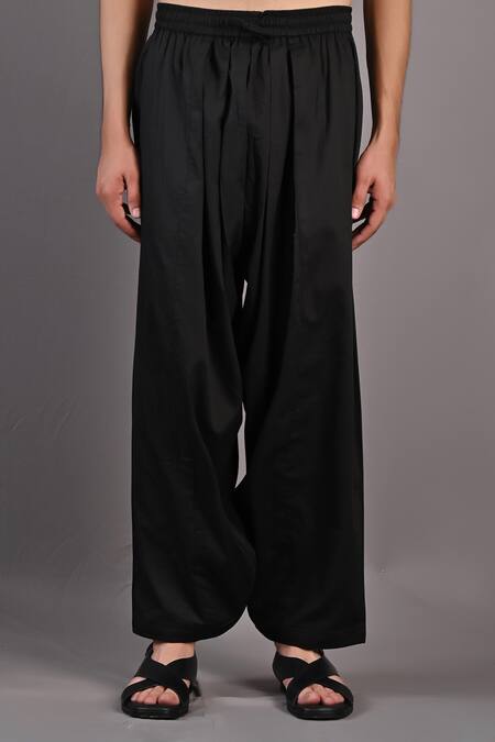 Bohame_Black Bundi Dupion Silk, Kurta And Salwar Cotton Haruka Embroidered & Set_at_Aza_Fashions