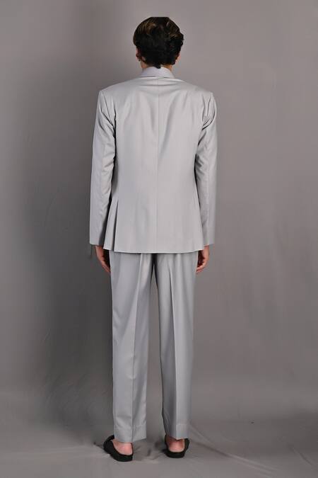 Shop_Bohame_Grey Jacket And Pant Terry Wool, Shirt Poplin Aaron Suit & Set _at_Aza_Fashions